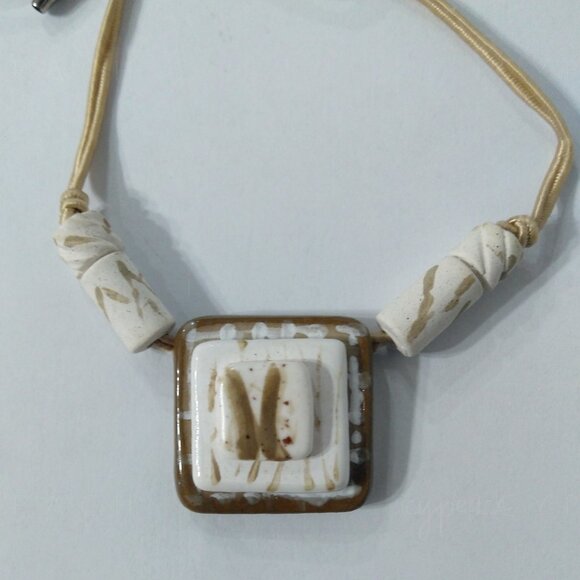 Kd Spring Fashion Necklace Vtg 90s Lucite Designer Art Deco Coastal Lagenlook - Picture 1 of 9